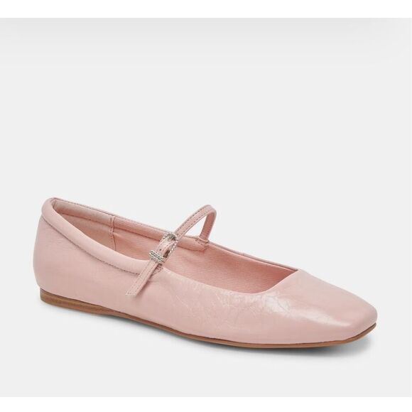 Dolce Vita Women’s Reyes Pastel Pink Crinkle Patent Leather Classic Ballet Flat - Picture 3 of 15